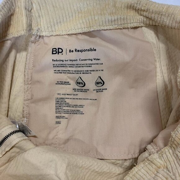 Bp Women's Corduroy Notched‎ Hem High Waist Corduroy Skirt In Tan Size 3X NWT - Picture 8 of 15